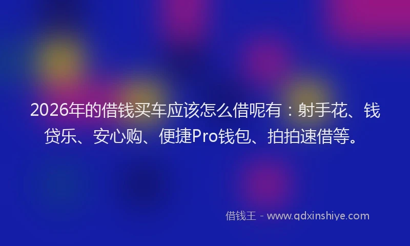 2026年的借钱买车应该怎么借呢有：射手花、钱贷乐、安心购、便捷Pro钱包、拍拍速借等。