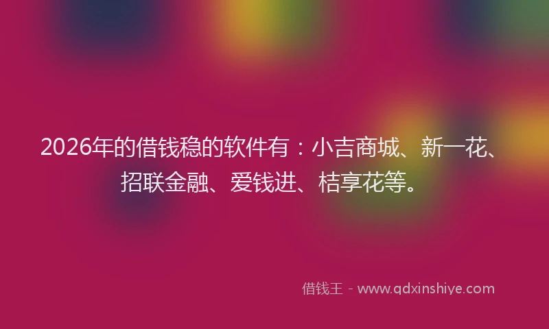 2026年的借钱稳的软件有：小吉商城、新一花、招联金融、爱钱进、桔享花等。