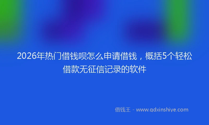 2026年热门借钱呗怎么申请借钱，概括5个轻松借款无征信记录的软件