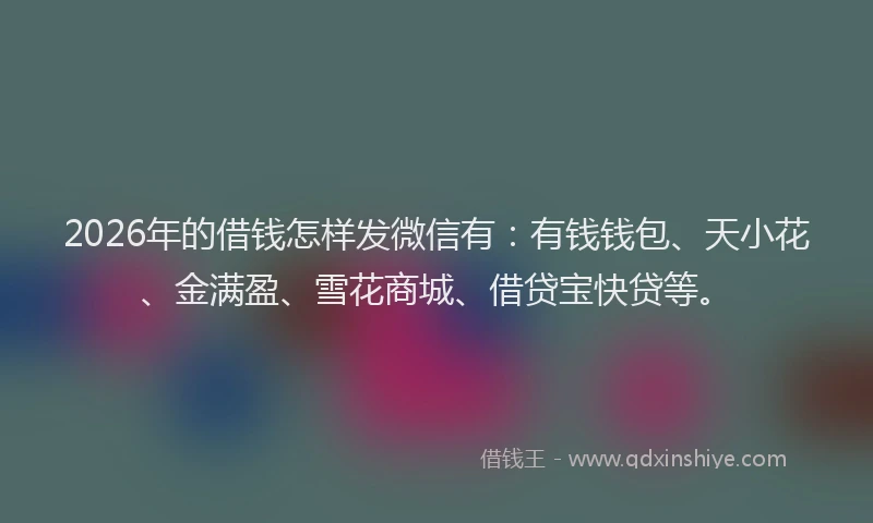 2026年的借钱怎样发微信有：有钱钱包、天小花、金满盈、雪花商城、借贷宝快贷等。