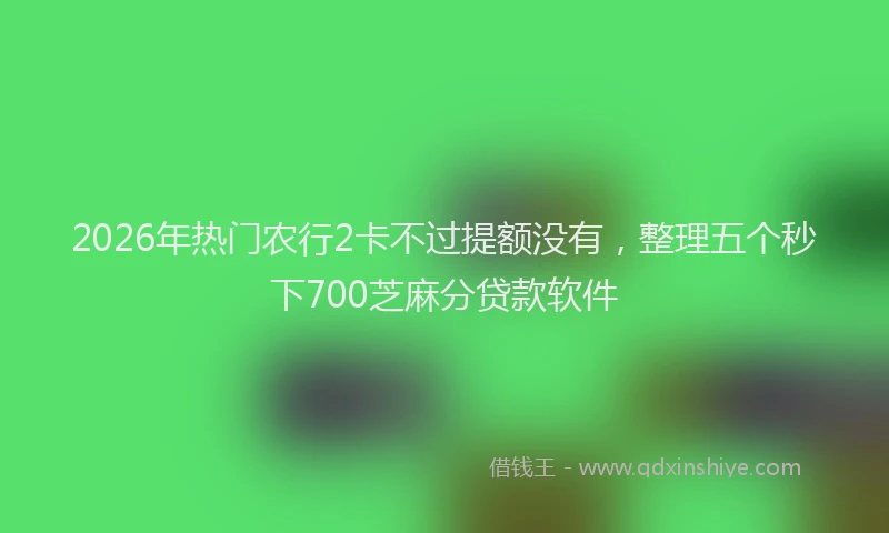 2026年热门农行2卡不过提额没有，整理五个秒下700芝麻分贷款软件