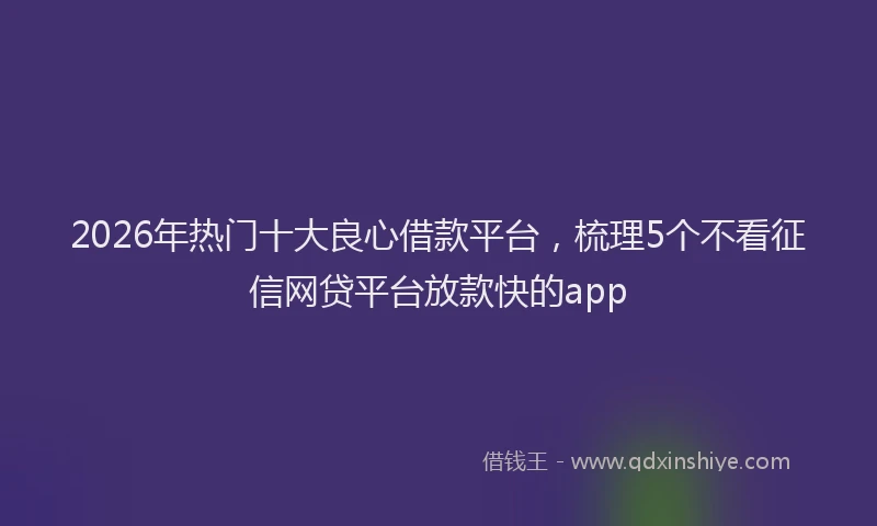 2026年热门十大良心借款平台，梳理5个不看征信网贷平台放款快的app
