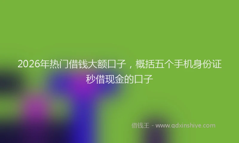 2026年热门借钱大额口子，概括五个手机身份证秒借现金的口子