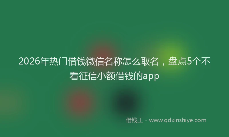 2026年热门借钱微信名称怎么取名，盘点5个不看征信小额借钱的app