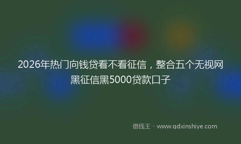 2026年热门向钱贷看不看征信，整合五个无视网黑征信黑5000贷款口子