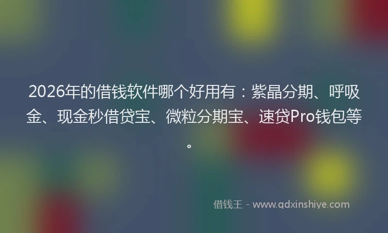 2026年的借钱软件哪个好用有：紫晶分期、呼吸金、现金秒借贷宝、微粒分期宝、速贷Pro钱包等。