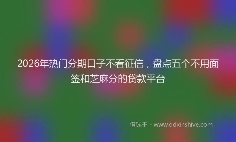 2026年热门分期口子不看征信，盘点五个不用面签和芝麻分的贷款平台