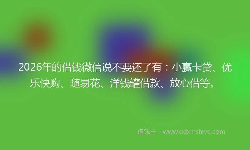 2026年的借钱微信说不要还了有：小赢卡贷、优乐快购、随易花、洋钱罐借款、放心借等。