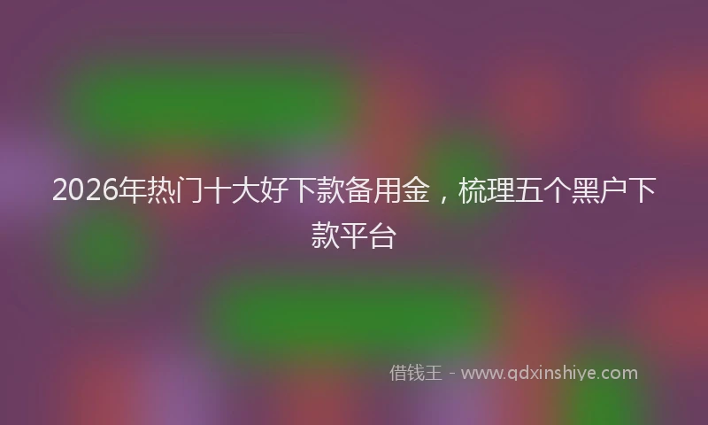 2026年热门十大好下款备用金，梳理五个黑户下款平台