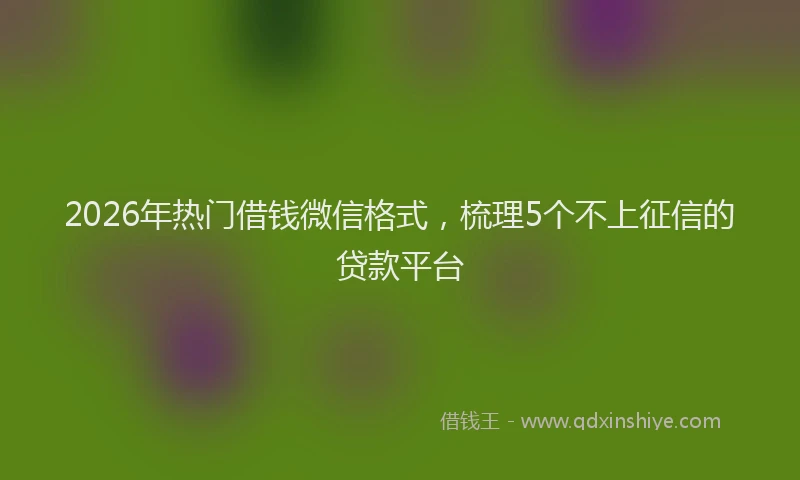2026年热门借钱微信格式，梳理5个不上征信的贷款平台