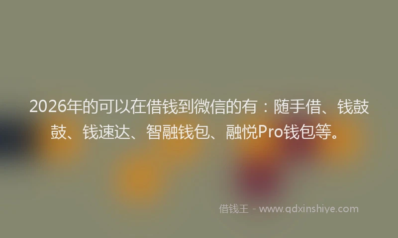 2026年的可以在借钱到微信的有：随手借、钱鼓鼓、钱速达、智融钱包、融悦Pro钱包等。