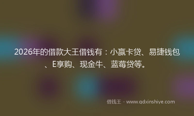 2026年的借款大王借钱有：小赢卡贷、易捷钱包、E享购、现金牛、蓝莓贷等。