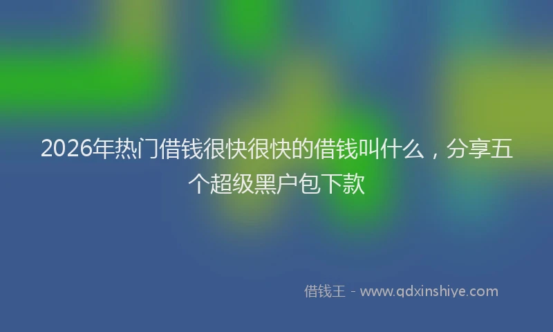 2026年热门借钱很快很快的借钱叫什么，分享五个超级黑户包下款
