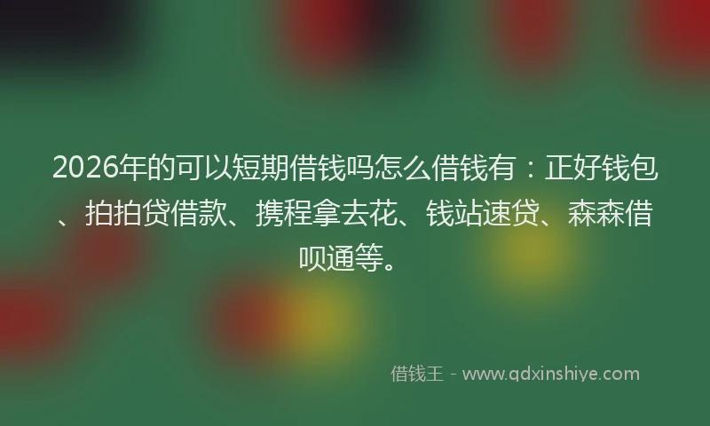 2026年的可以短期借钱吗怎么借钱有：正好钱包、拍拍贷借款、携程拿去花、钱站速贷、森森借呗通等。