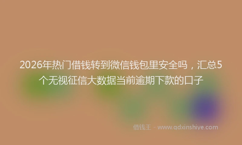2026年热门借钱转到微信钱包里安全吗，汇总5个无视征信大数据当前逾期下款的口子