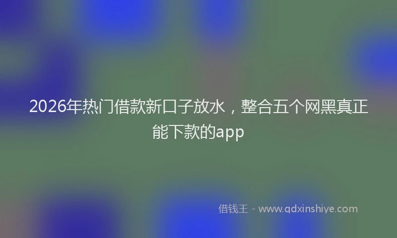 2026年热门借款新口子放水，整合五个网黑真正能下款的app