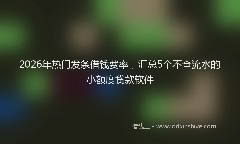 2026年热门发条借钱费率，汇总5个不查流水的小额度贷款软件