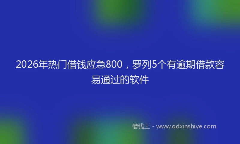 2026年热门借钱应急800，罗列5个有逾期借款容易通过的软件
