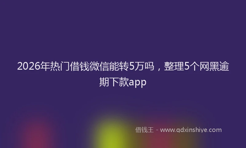 2026年热门借钱微信能转5万吗，整理5个网黑逾期下款app