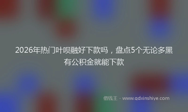 2026年热门叶呗融好下款吗，盘点5个无论多黑有公积金就能下款