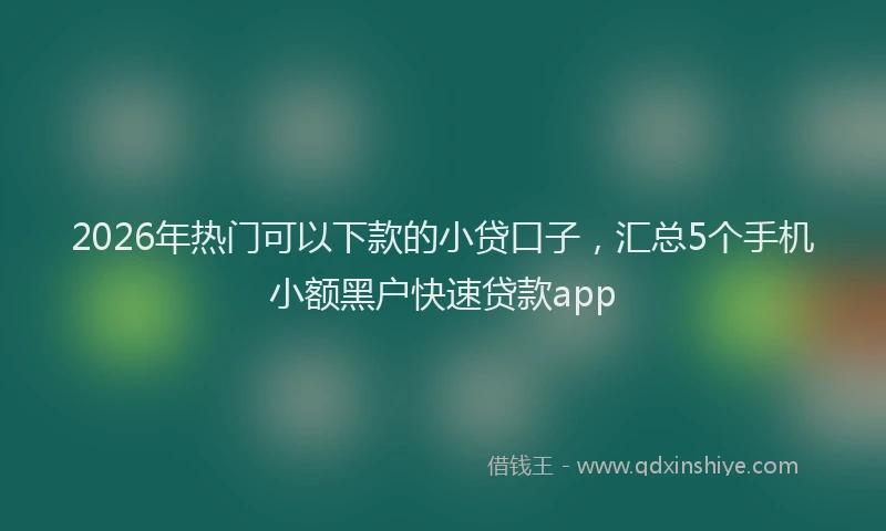 2026年热门可以下款的小贷口子，汇总5个手机小额黑户快速贷款app