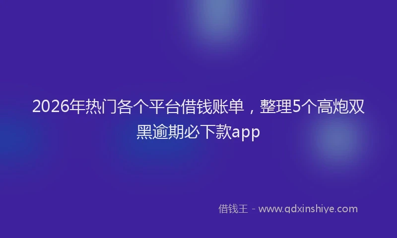 2026年热门各个平台借钱账单，整理5个高炮双黑逾期必下款app
