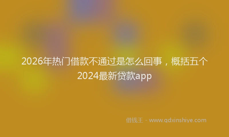 2026年热门借款不通过是怎么回事，概括五个2024最新贷款app