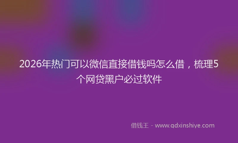2026年热门可以微信直接借钱吗怎么借，梳理5个网贷黑户必过软件