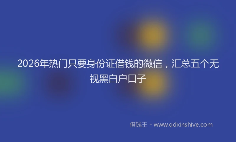 2026年热门只要身份证借钱的微信，汇总五个无视黑白户口子