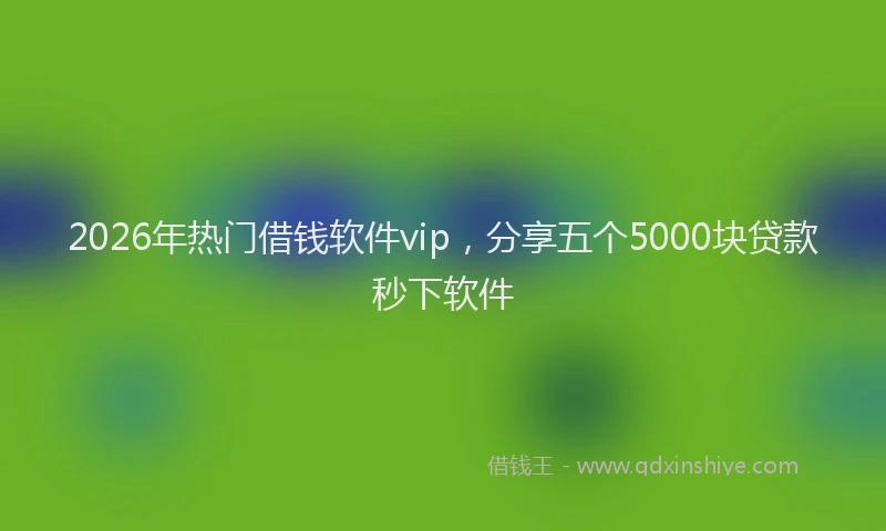 2026年热门借钱软件vip，分享五个5000块贷款秒下软件