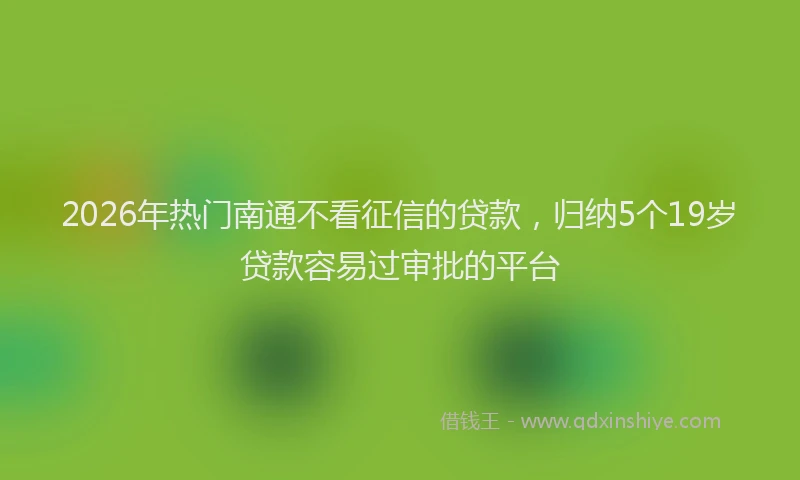 2026年热门南通不看征信的贷款，归纳5个19岁贷款容易过审批的平台