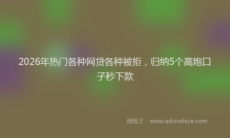 2026年热门各种网贷各种被拒，归纳5个高炮口子秒下款
