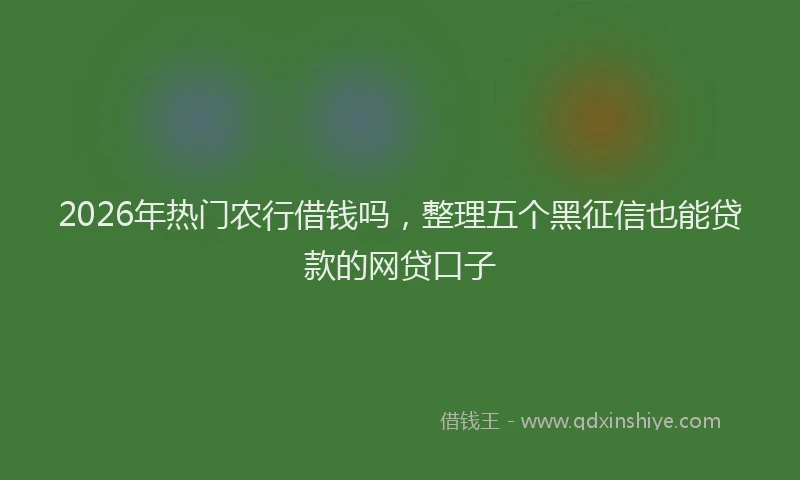 2026年热门农行借钱吗，整理五个黑征信也能贷款的网贷口子