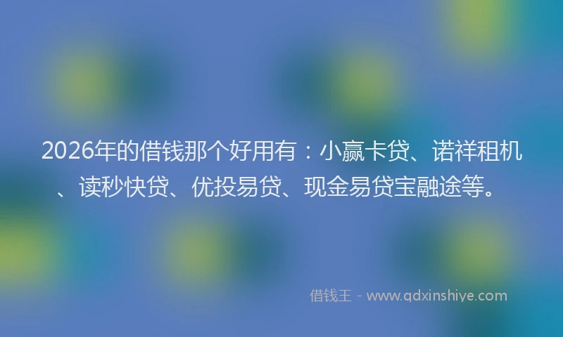2026年的借钱那个好用有：小赢卡贷、诺祥租机、读秒快贷、优投易贷、现金易贷宝融途等。