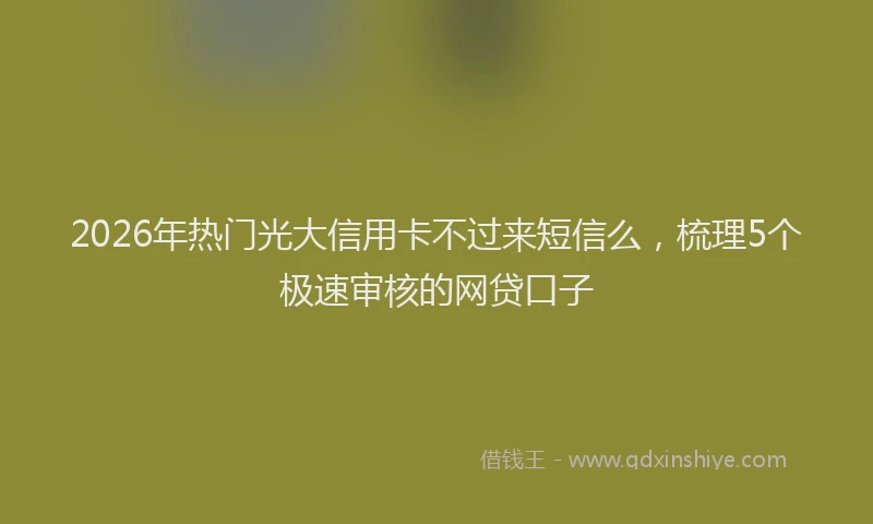 2026年热门光大信用卡不过来短信么，梳理5个极速审核的网贷口子