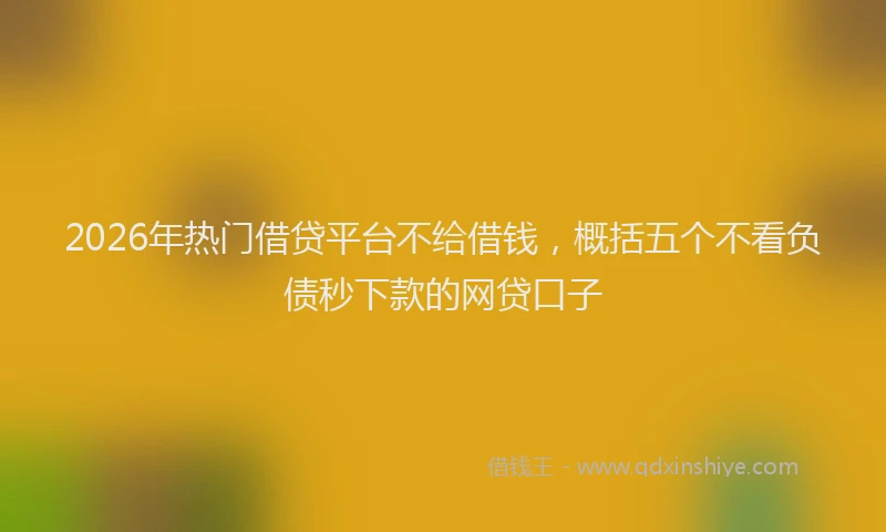2026年热门借贷平台不给借钱，概括五个不看负债秒下款的网贷口子
