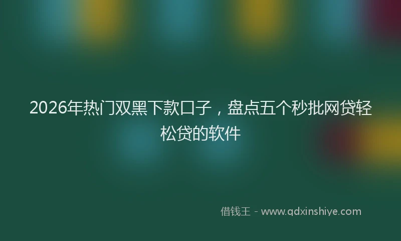 2026年热门双黑下款口子，盘点五个秒批网贷轻松贷的软件