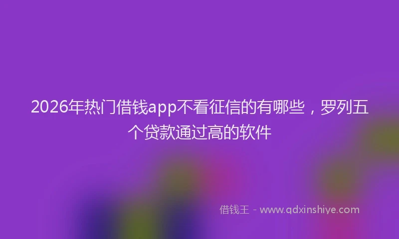 2026年热门借钱app不看征信的有哪些，罗列五个贷款通过高的软件