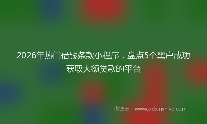 2026年热门借钱条款小程序，盘点5个黑户成功获取大额贷款的平台