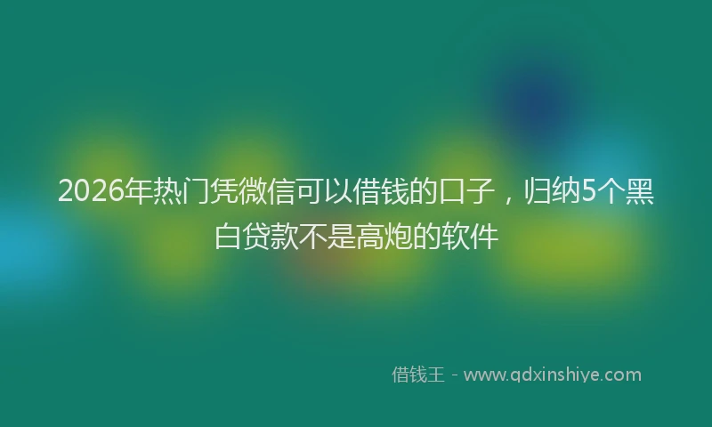 2026年热门凭微信可以借钱的口子，归纳5个黑白贷款不是高炮的软件