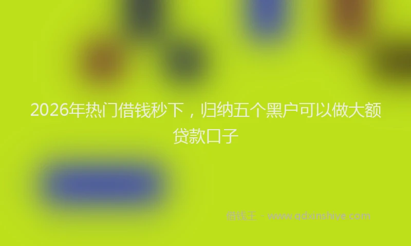 2026年热门借钱秒下，归纳五个黑户可以做大额贷款口子