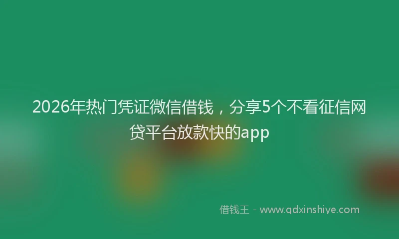 2026年热门凭证微信借钱，分享5个不看征信网贷平台放款快的app
