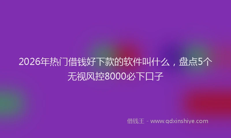 2026年热门借钱好下款的软件叫什么，盘点5个无视风控8000必下口子