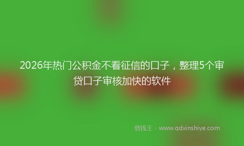 2026年热门公积金不看征信的口子，整理5个审贷口子审核加快的软件