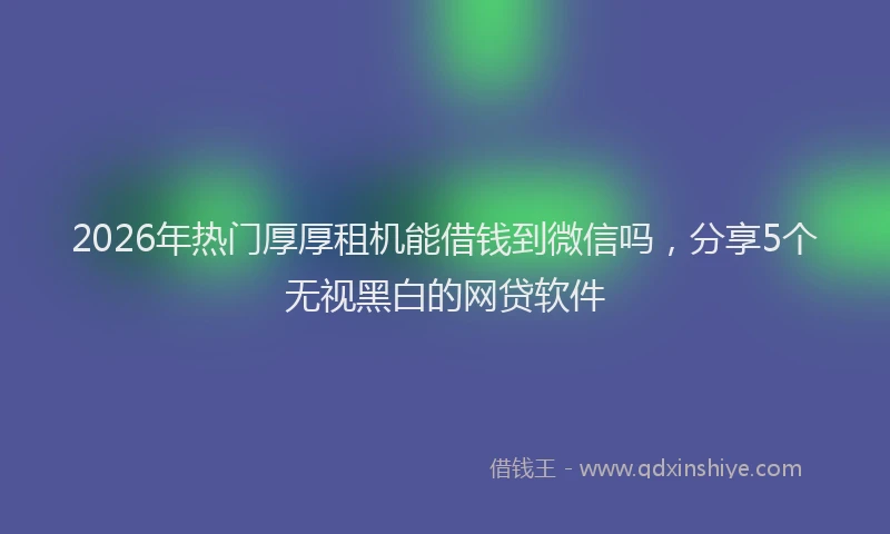 2026年热门厚厚租机能借钱到微信吗，分享5个无视黑白的网贷软件