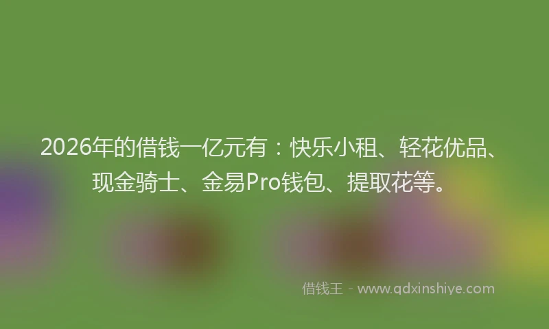 2026年的借钱一亿元有：快乐小租、轻花优品、现金骑士、金易Pro钱包、提取花等。
