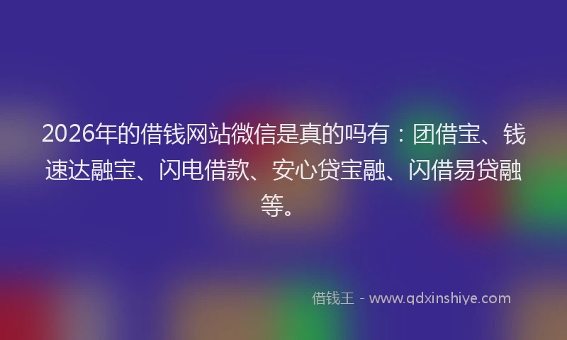 2026年的借钱网站微信是真的吗有：团借宝、钱速达融宝、闪电借款、安心贷宝融、闪借易贷融等。