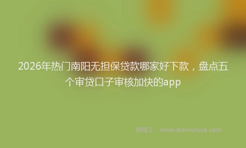 2026年热门南阳无担保贷款哪家好下款，盘点五个审贷口子审核加快的app