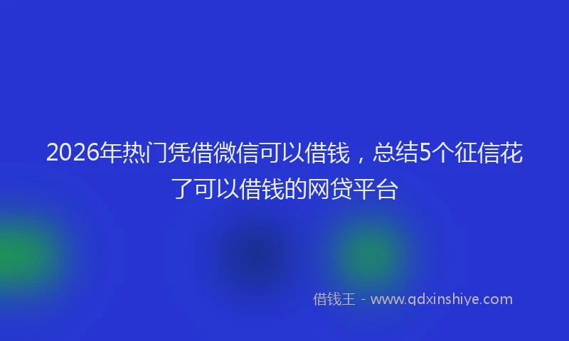 2026年热门凭借微信可以借钱，总结5个征信花了可以借钱的网贷平台