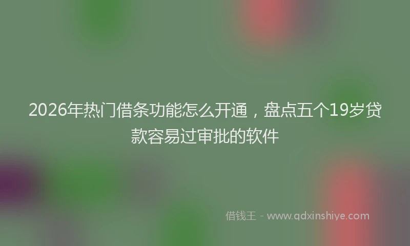 2026年热门借条功能怎么开通，盘点五个19岁贷款容易过审批的软件